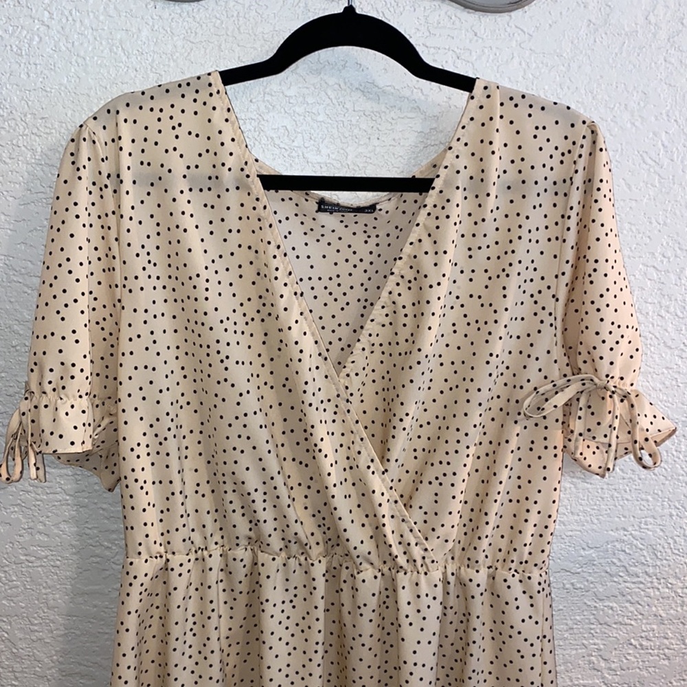 SHEIN Plus Size Polka Dot Surplice Front Dress - Picture 2 of 6
